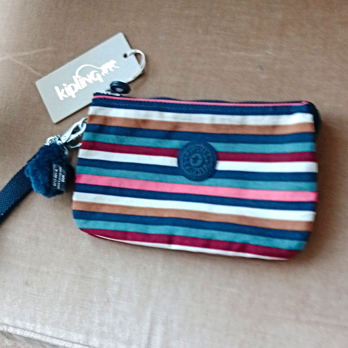 Kipling striped zip - striped, wristlet