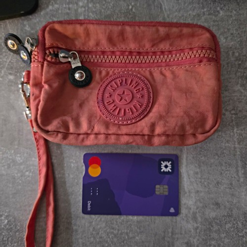 Kipling pink nylon wristlet - pink,