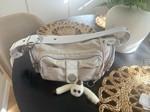 Kipling beige canvas shoulder - beige,