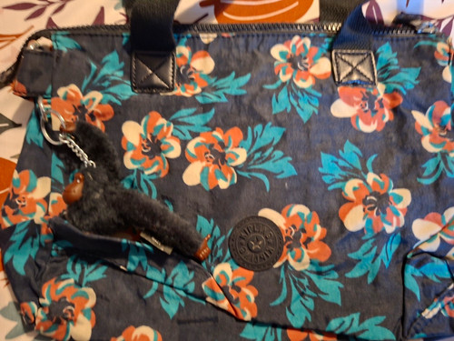 Kipling blue floral nylon - nylon, tote