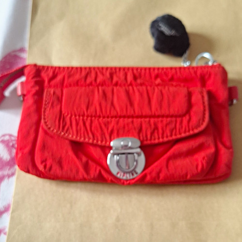 Kipling red nylon wristlet - nylon,